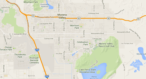 Map of Moreno Valley