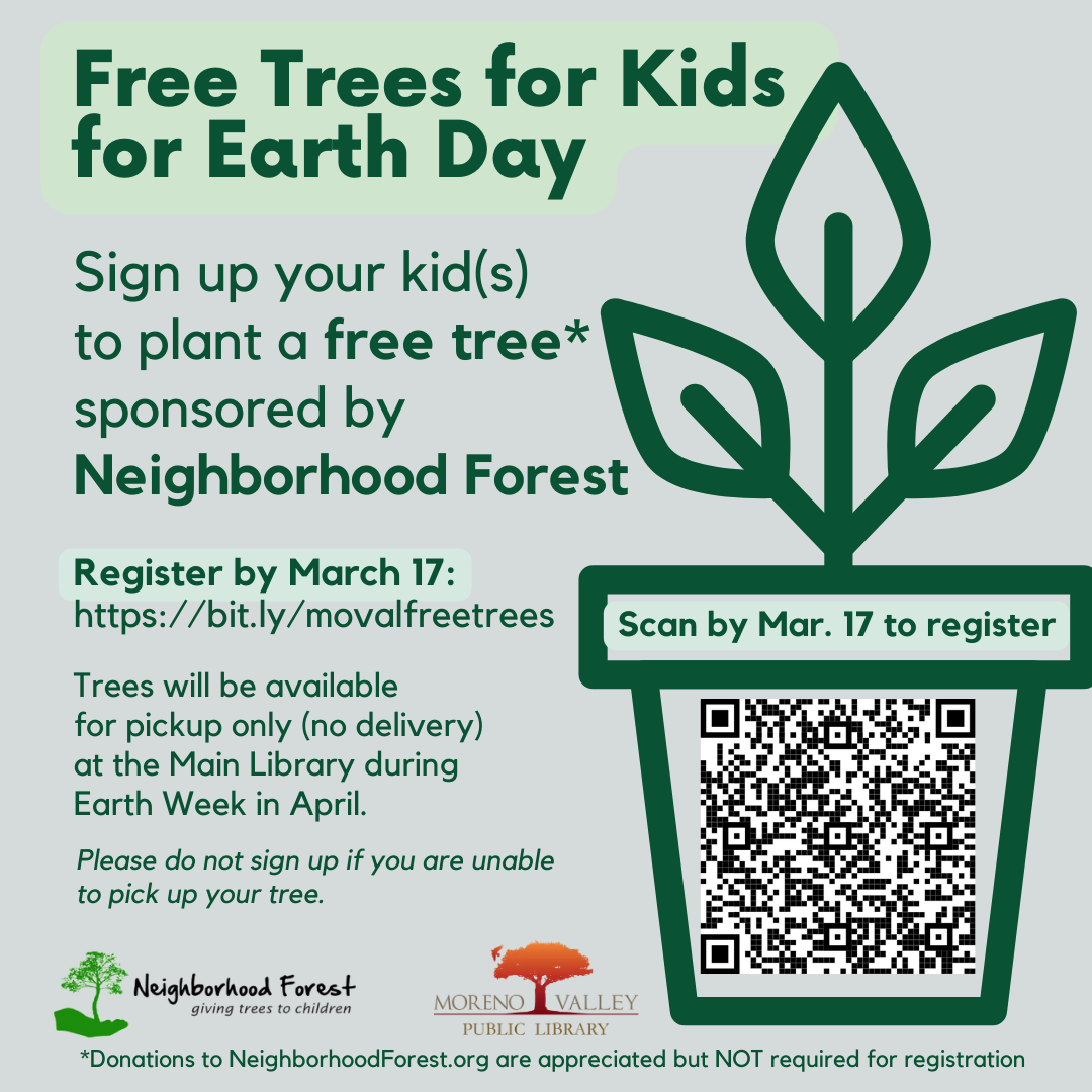Free Trees for Kids for Earth day info.