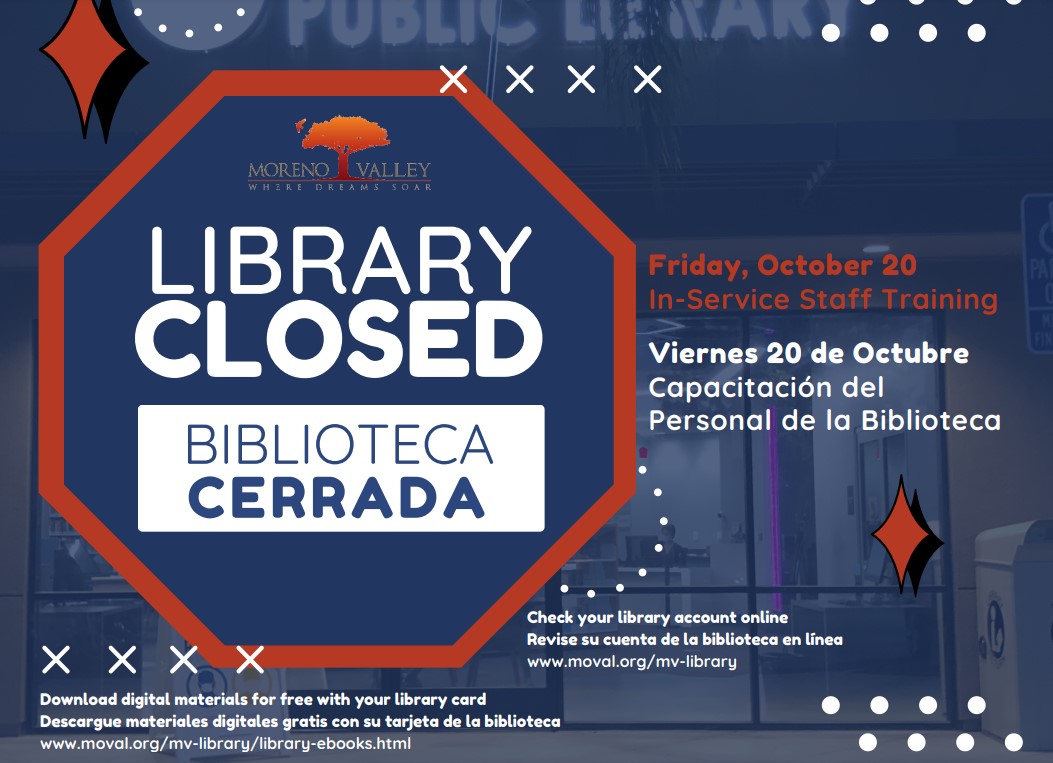 Libaries Closed Friday, October 20, 2023 for Staff Training.