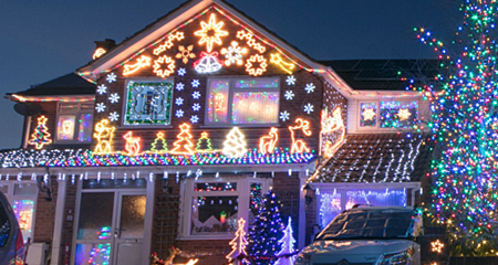 House with holiday lights