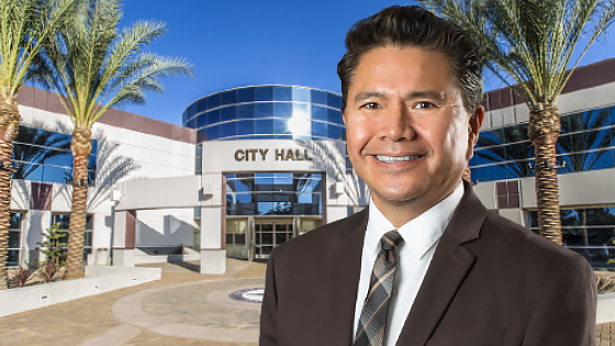 Steve Quintanilla in front of City Hall.